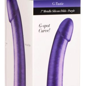STRAP U G-TASTIC 7IN METALLIC SILICONE DILDO PURPLE