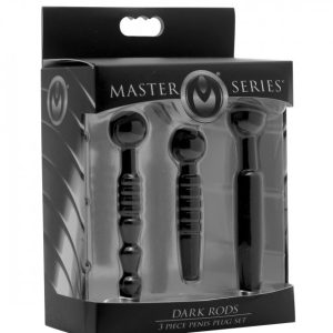 (D)MASTER SERIES DARK RODS 3 PIECE PENIS PLUG SET SILICONE