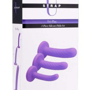 STRAP U TRI PLAY 3 PC SILICONE DILDO SET PURPLE