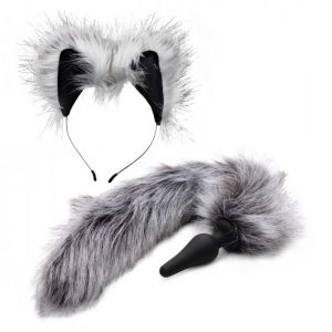 TAILZ GREY WOLF TAIL & EARS SET