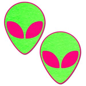 PASTEASE NEON GLOWING GREEN ALIEN ON NEON PINK