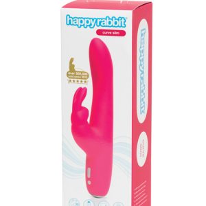 HAPPY RABBIT SLIMLINE CURVE RECHARGEABLE VIBRATOR PINK