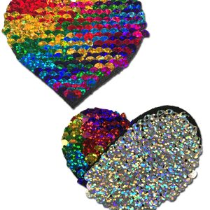 PASTEASE RAINBOW & SILVER GLITTER COLOR CHANGING SEQUIN HEART