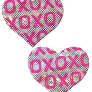 (WD) PASTEASE SHATTERED GLASS BALL PINK W/ WHITE XO HEART