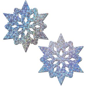 SILVER GLITTER SNOWFLAKES NIPPLE PASTIES