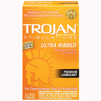 TROJAN STIMULATIONS ULTRA RIBBED 12 PACK