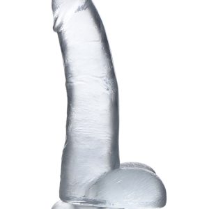 JOCK C-THRU 8IN CLEAR DILDO W/ BALLS TPE