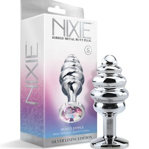NIXIE HONEY DIPPER SMALL RIBBED STAINLESS STEEL PLUG