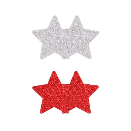 NSN120202prettypastiesglitterstarsredsilver2pair
