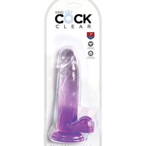 KING COCK CLEAR 7IN W/ BALLS PURPLE