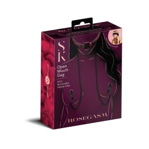ROSEGASM OPEN MOUTH GAG W/ NIPPLE CLAMPS