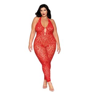 RHINESTONE BODYSTOCKING POINSETTIA Q/S