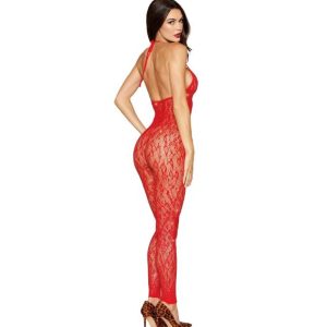 RHINESTONE BODYSTOCKING POINSETTIA O/S