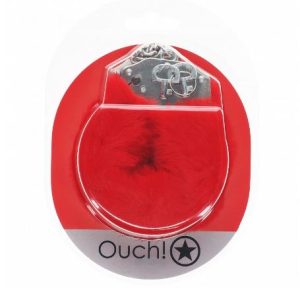 OUCH! HEAVY DUTY FLUFFY HANDCUFFS - RED