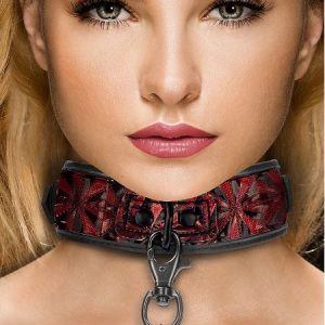OUCH! LUXURY COLLAR WITH LEASH BURGUNDY