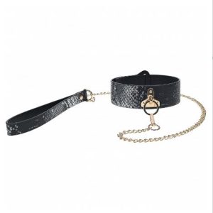 OUCH! FLORENCE COLLECTION COLLAR WITH LEASH - BLACK