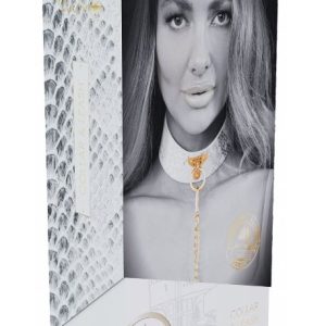 OUCH! FLORENCE COLLECTION COLLAR WITH LEASH - WHITE