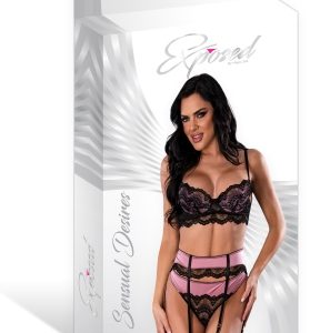 SENSUAL DESIRES BRA CINCHER & THONG MAUVE L/XL