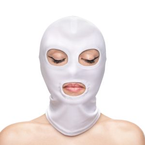FETISH & FANTASY EYES & MOUTH HOOD - WHITE