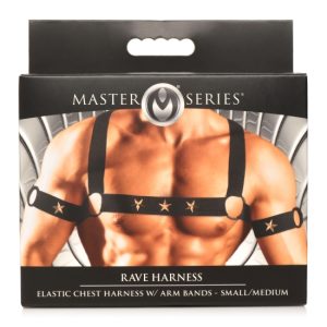 MASTER SERIES ELASTIC CHEST HARNESS W/ ARM BANDS S/M