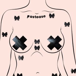 MINI BODY PASTIES 10PK FAUX PLEATHER BLACK