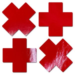 PASTEASE PETITE PLUS X FAUX LATEX RED CROSSES