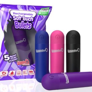 SCREAMING O SOFT TOUCH RECHARGEABLE BULLETS IN POP BOX - ASSORTED