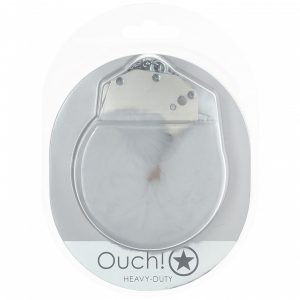 OUCH! HEAVY DUTY FLUFFY HANDCUFFS WHITE