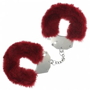 OUCH! HEAVY DUTY FLUFFY HANDCUFFS - BURGUNDY