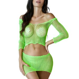 SEDUCE SLEEVE TOP & SKIRT SET LIME GREEN