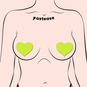 PASTEASE HEARTS GLOW IN THE DARK NEON YELLOW