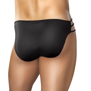 NYLON/SPANDEX CAGE BRIEF BLACK