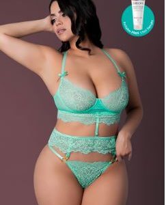 CARIBBEAN CRUSH LONGLINE BRA & PANTY AQUA 2XL