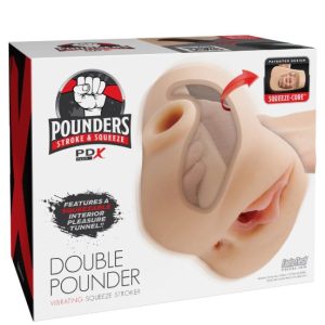 PDX PLUS DOUBLE POUNDER VIBRATING SQUEEZE STROKER LIGHT