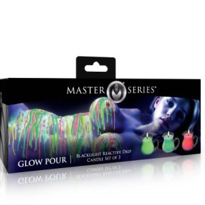 MASTER SERIES GLOW POUR DRIP CANDLE SET OF 3 BLACKLIGHT REACTIVE