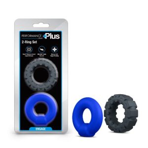 PERFORMANCE PLUS ENGAGE 2 COCK RING SET PLAT/BLK