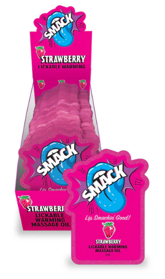 SMACK LICKABLE MASSAGE OIL 36 PC DISPLAY STRAWBERRY
