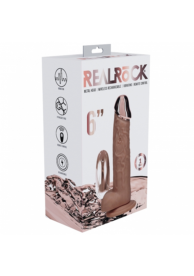 REALROCK WIRELESS RECHARGEABLE METALHEAD REGULAR STRAIGHT W/BALLS TAN