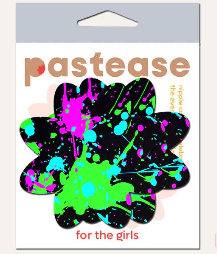 PASTEASE VIBRANT NEON PAINT SPLATTER PETAL BREAST PASTIES