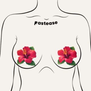 PASTEASE TROPICAL VIBRANT RED HAWAIIAN HIBISCUS BOTANICAL FLOWER BREAST PASTIES