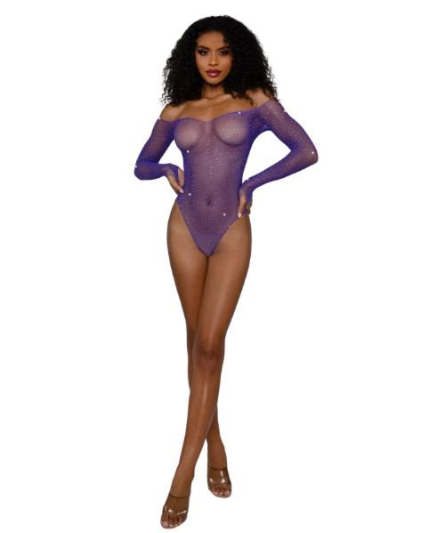 DREAMGIRL RHINESTONE OFF SHOULDER BODYST ULTRA VIOLET