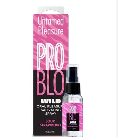 PROBLO WILD SALIVATING THROAT SPRAY SOUR STRAWBERRY FILLED BOTTLE